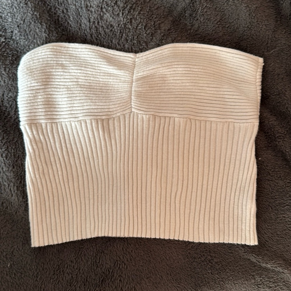 PacSun white cropped ribbed tube top size medium